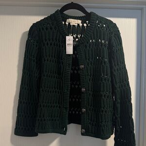 LOFT Forest Green Sweater with Metallic Button